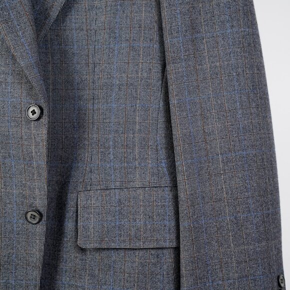 Paul Stuart Two Button Wool Suit, Grey Windowpane Check, Size 37R - Picture 5 of 14